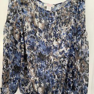 - Georgette long sleeves light summer top fit UK 14 USA 12 elastic waist